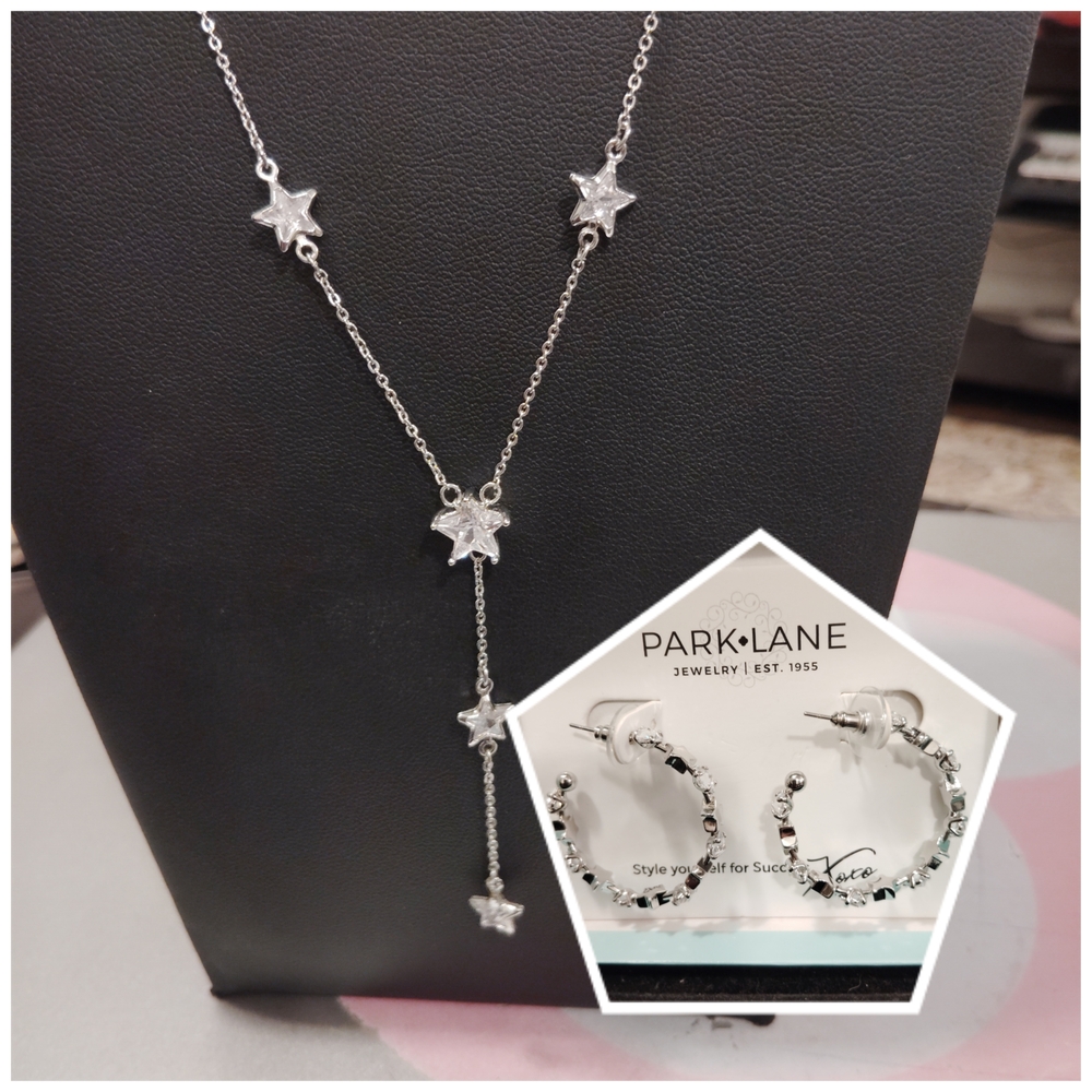 Park Lane Silver Star Necklace and Hoop Earrings Set